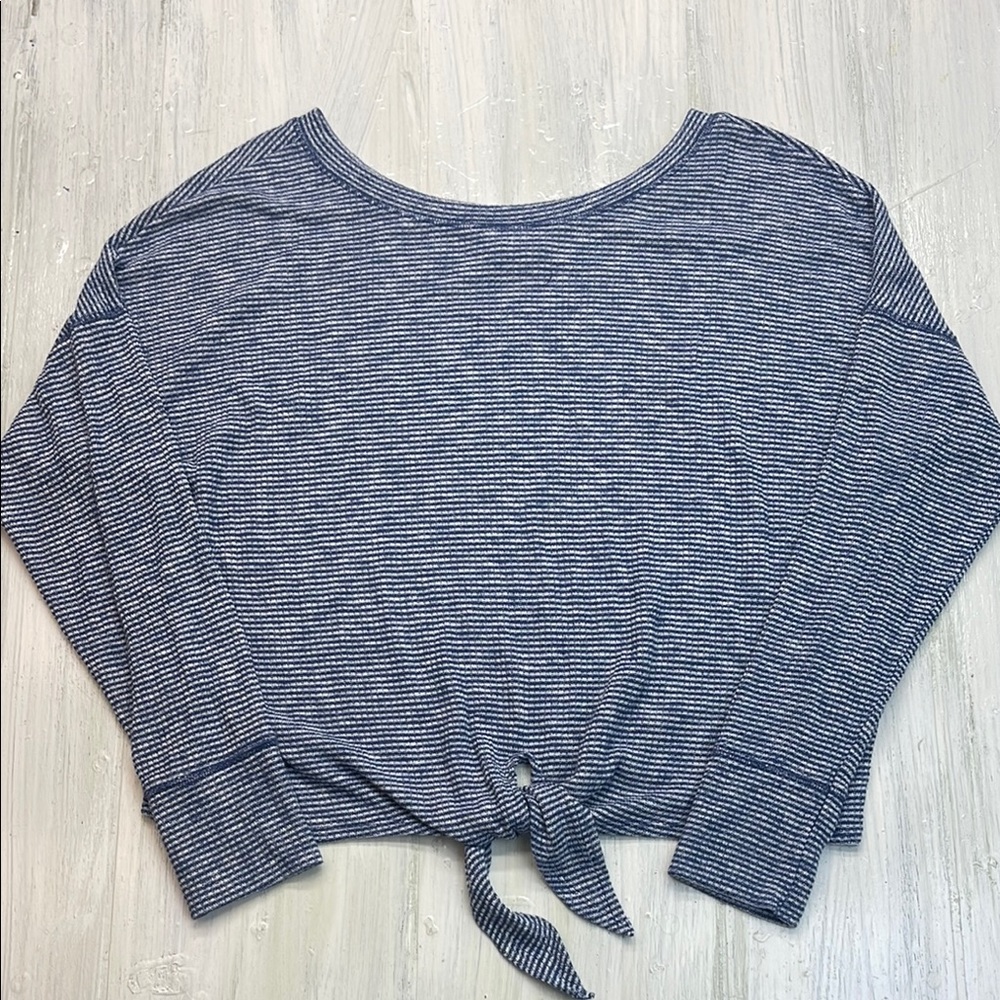 Abercrombie & Fitch Blue & White Striped Soft Long Sleeve Top Sz L